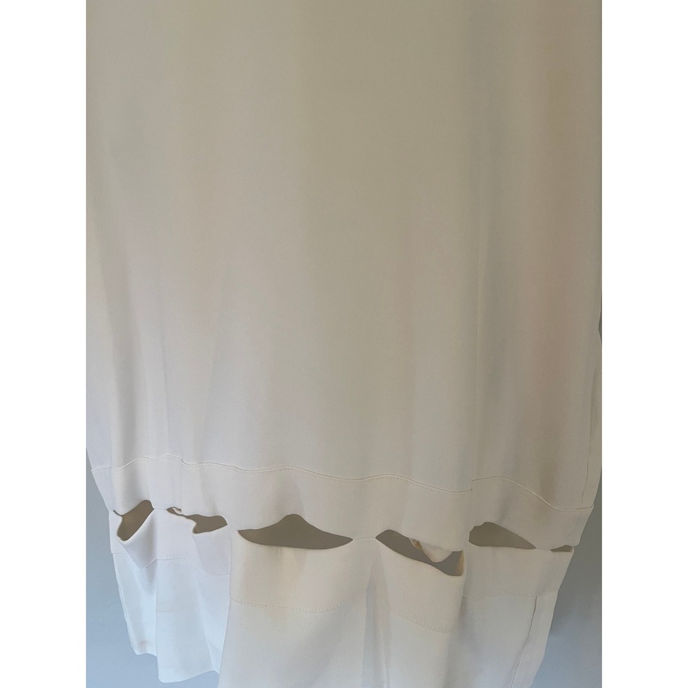 Stella McCartney Cream V-Neck Laser Cut Scalloped Hem Shift‎ Dress Size Small - Picture 3 of 9